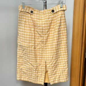 Ann Taylor Yellow and White Checkered Pencil Skirt